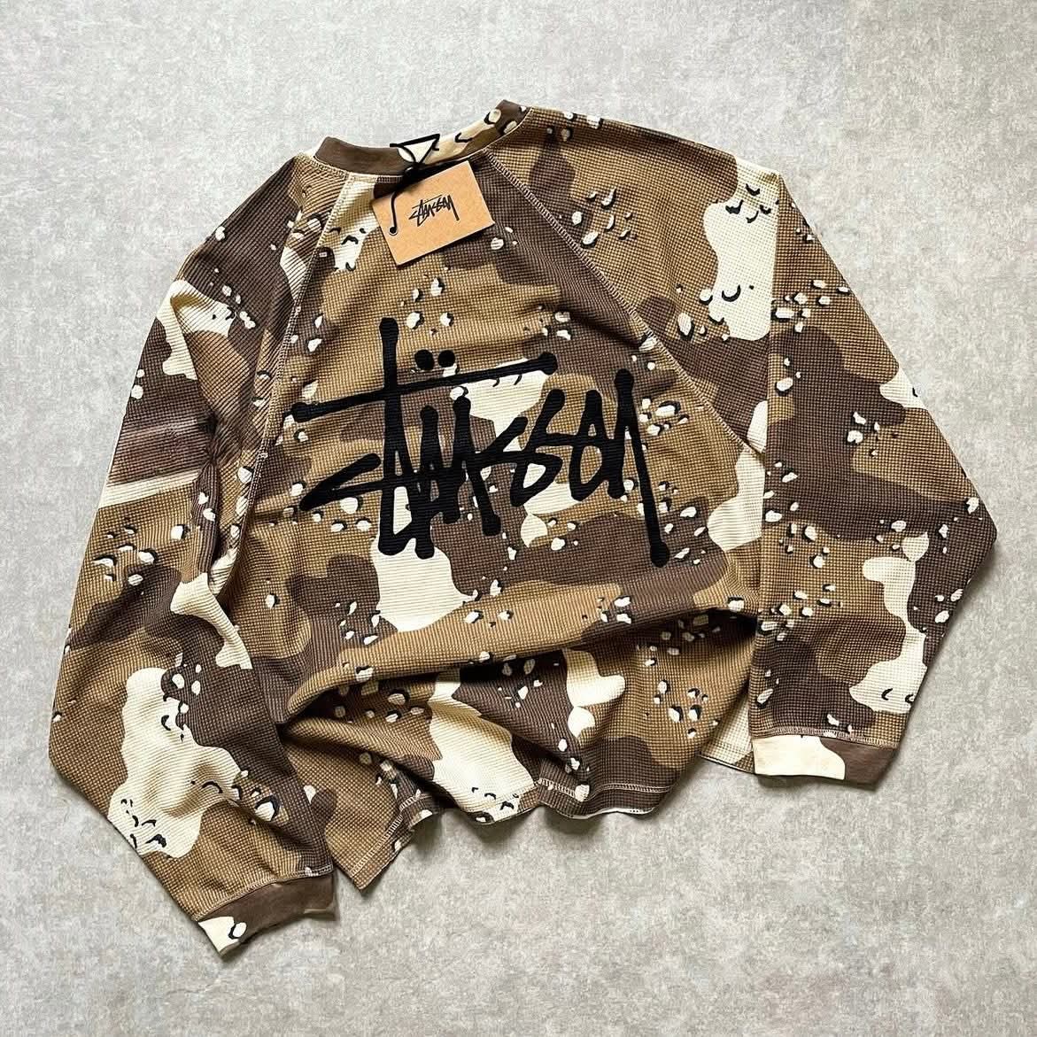 Stüssy Sand Camo Waffle Long Sleeves 🐻📔