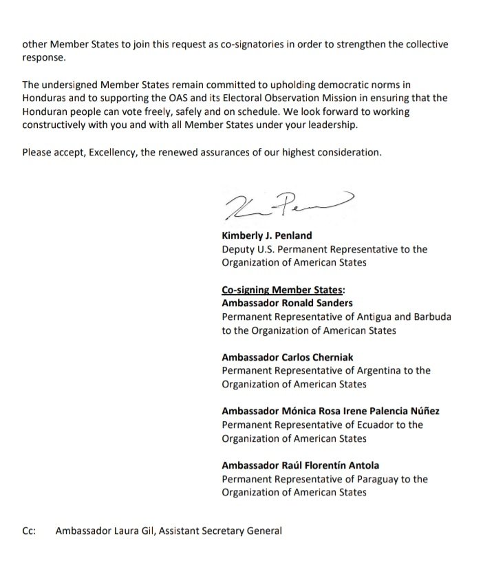 🚨 5 países de la OEA (EEUU, Argentina, Ecuador, Paraguay, Antigua y Barbuda) piden que el CNE y TJE hagan un a presentación ante el Consejo Permanente de <a href="/OEA_oficial/">OEA</a> el martes 25 de noviembre.

Cinco días antes de las elecciones. En medio del forcejeo logistico. Con audiencia