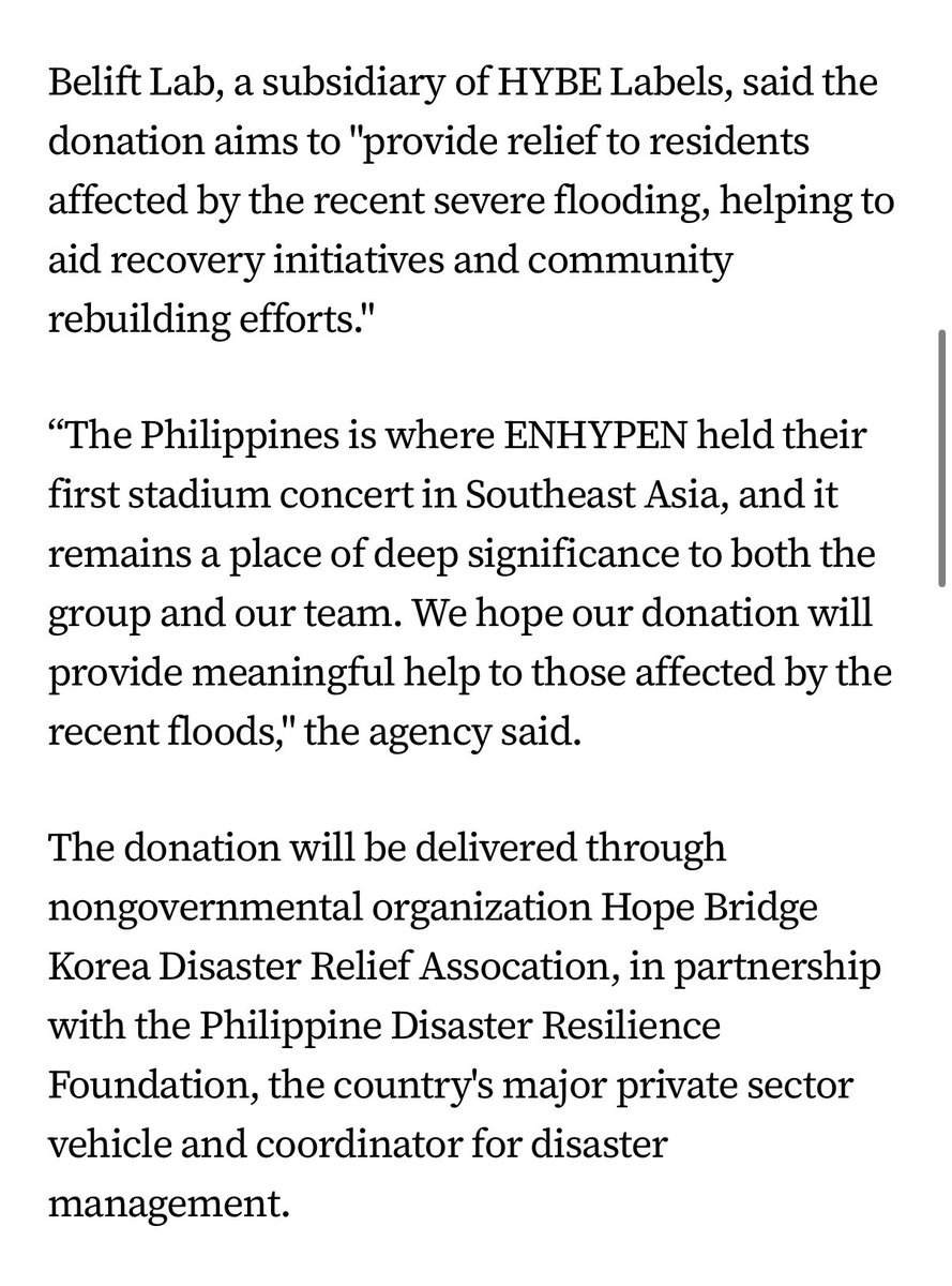 allforchulsoo's tweet image. ENHYPEN DONATED $68,177 FOR PHILIPPINE FLOOD RELIEF EFFORTS OH MY GOSH 😭😭

“We became aware of the recent severe flooding affecting many communities across the Philippines, a country that has long been close to our hearts,&quot; Enhypen said through a press release.

&quot;We wanted to…