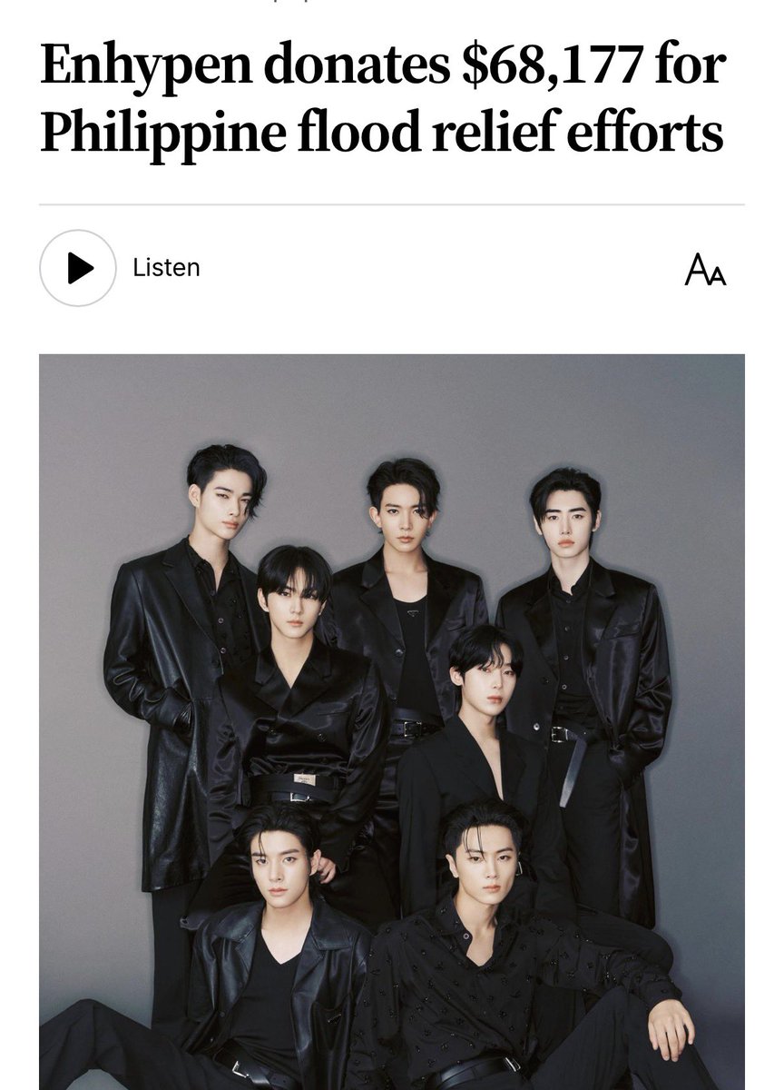allforchulsoo's tweet image. ENHYPEN DONATED $68,177 FOR PHILIPPINE FLOOD RELIEF EFFORTS OH MY GOSH 😭😭

“We became aware of the recent severe flooding affecting many communities across the Philippines, a country that has long been close to our hearts,&quot; Enhypen said through a press release.

&quot;We wanted to…