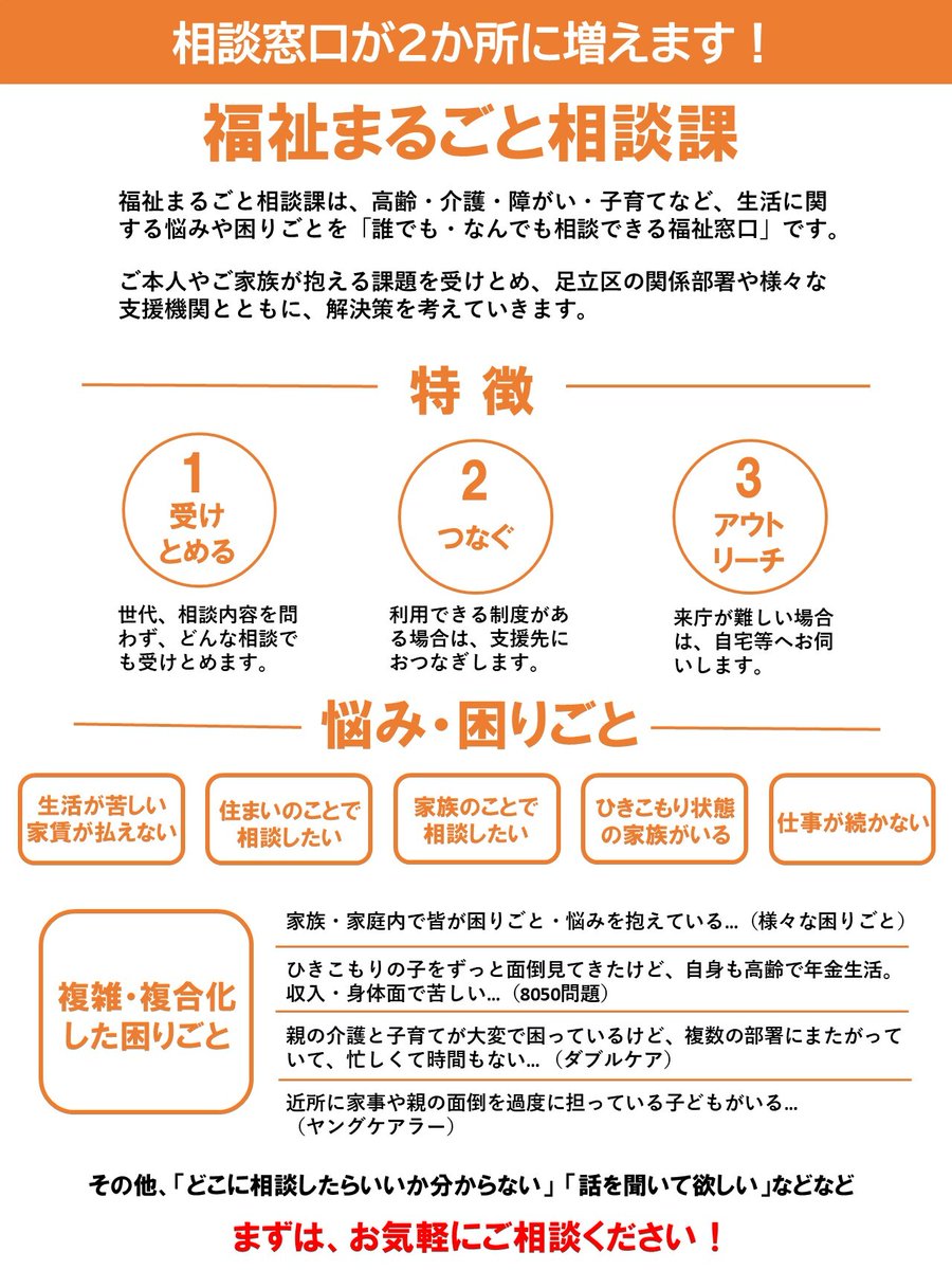 📣【足立区｜福祉まるごと相談課のお知らせ】 「相談したいけれど