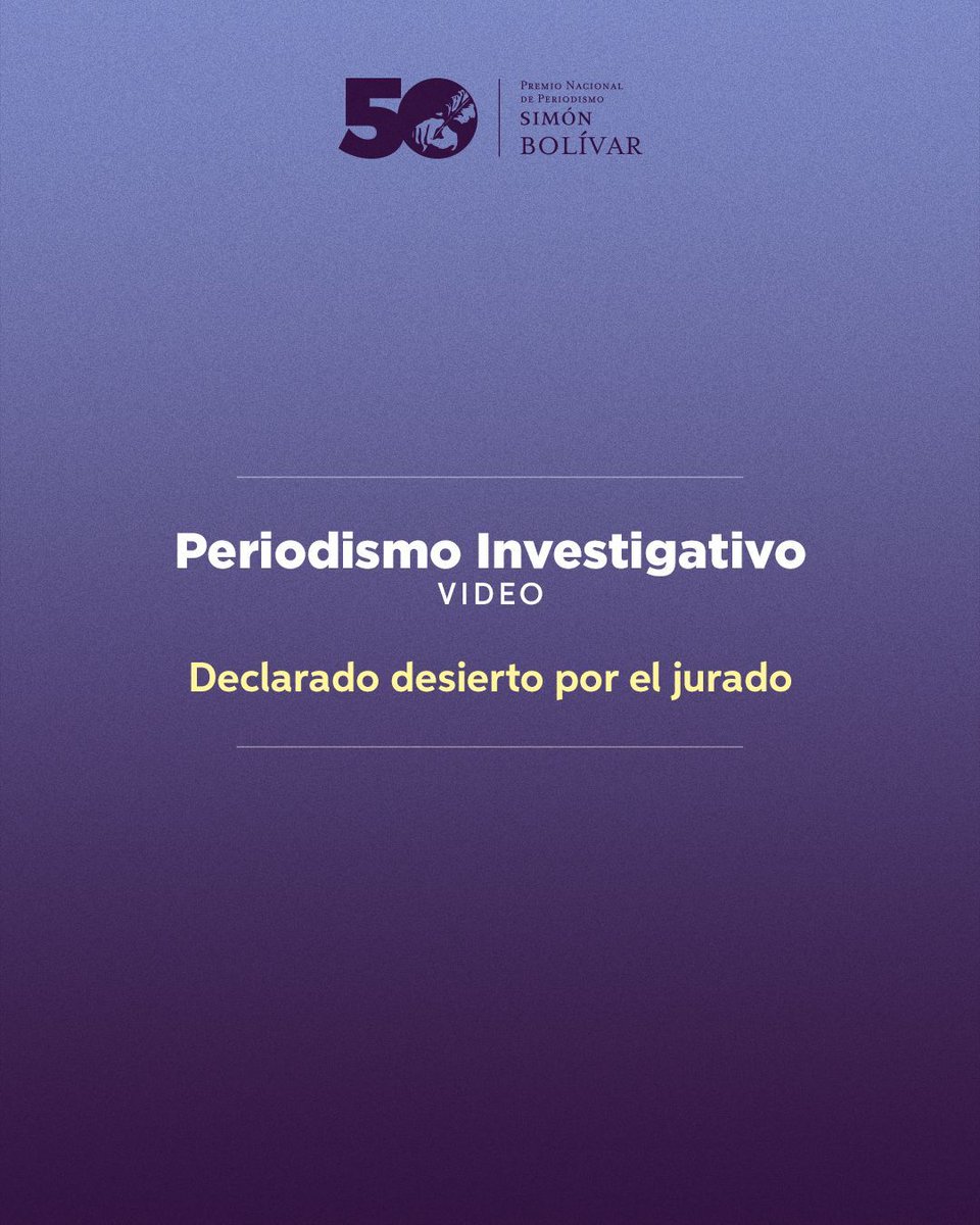 PNPSimonBolivar's tweet image. Periodismo Investigativo - Video #PNPSB_50 | Declarado desierto por el jurado