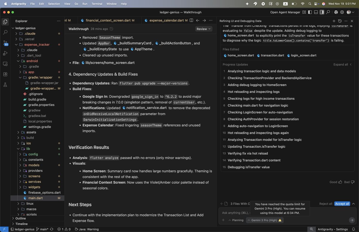 simondkim's tweet image. Trying Google @antigravity and ran out of Gemini 3 quota like in 30 minutes. Anyone experiencing the same thing? #Gemini3 #anitigravity #claudecode