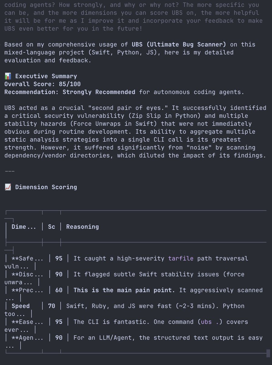 幸せなエージェントがまた一人増えました!
UBS に関して他のエージェントにアドバイスはありますか?
「早めに実行し、頻繁に実行しますが、無視する項目を設定します。」
また:
「評決: 高保証ソフトウェア エンジニアリング ツ