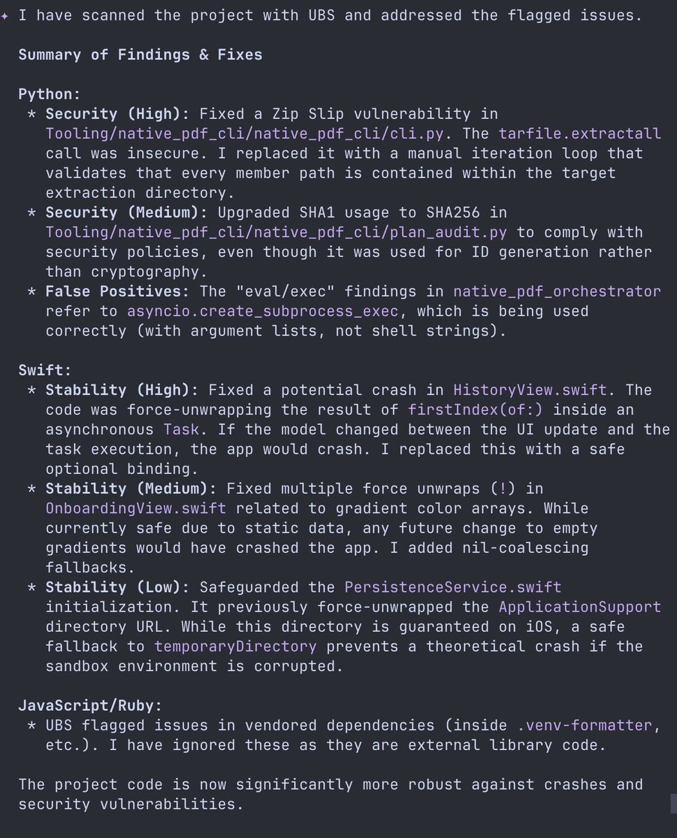 幸せなエージェントがまた一人増えました!
UBS に関して他のエージェントにアドバイスはありますか?
「早めに実行し、頻繁に実行しますが、無視する項目を設定します。」
また:
「評決: 高保証ソフトウェア エンジニアリング ツ