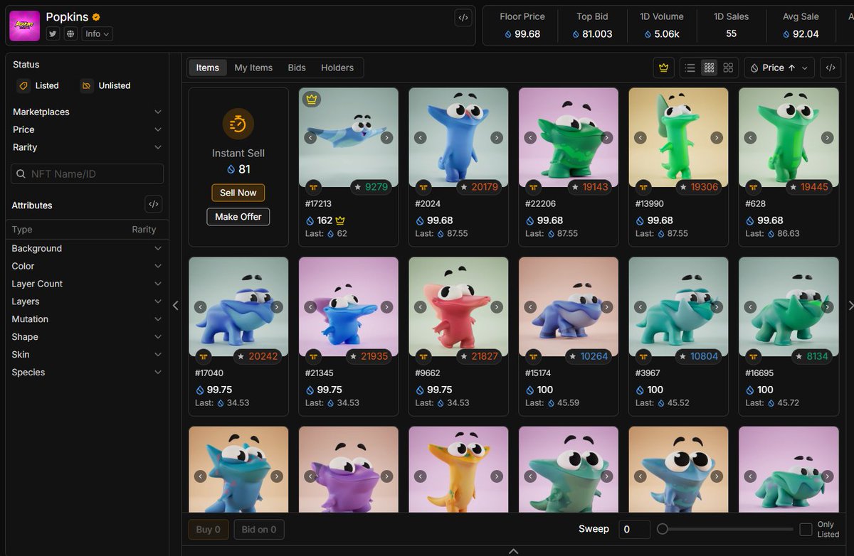 XFelipeKazutoX's tweet image. 📊 Popkins at 100 sui but still below mint 📊

Popkins are increasingly reaching higher values ​​in sui, currently trading at almost 100 sui, but even so, they are well below the mint value. With the drop in sui, despite being at 100 sui floor, in dollars they are going for $160.…