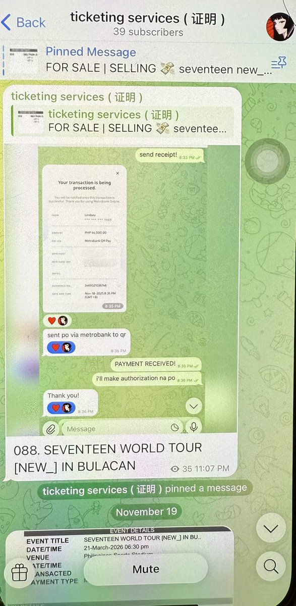 I’m too numb na kasi kasalanan ko naman for proceeding with the transaction without asking for more.

Pls beware of @/SH0U4DEE8i. Name of Maya bank is Jojie Pepito either from Caloocan or Cebu. Her tg group has my proof of payment, unresponsive after transfer.