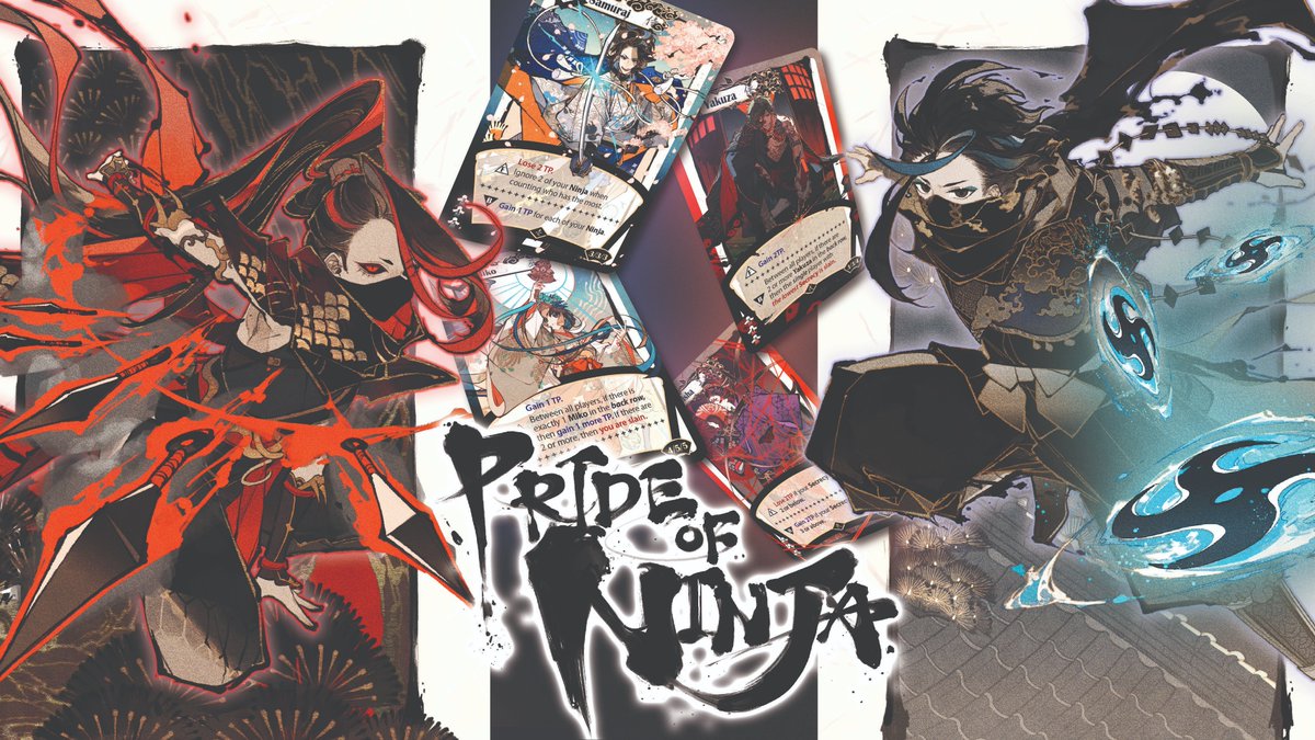 最新作「Pride of Ninja」（日本語カード・説明書付き）が、今週末のゲームマーケットにて販売されます！
梟老堂さん（ブース：土X-07）での委託販売となります。

本作は、2015年に発売された「暗殺狂時代」のリメイク作品です。
日本語版を入手できる貴重な機会ですので、ぜひお立ち寄りください！