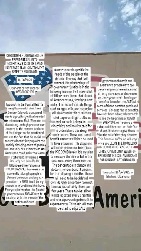 chris_webb76825's tweet photo. This is the man who writes and OWNS all of the plans that you see pasted on my photos on ALL of my accounts. VOTE CHRISTOPHER JOHN WEBB FOR PRESIDENT IN 2028 (salvation army homeless shelter in Enid Ok.)
@news21national 
@news8northeast 
@SecretService
@Sec_Noem 
@OKGOP https://t.co/RGdQZM6s6D