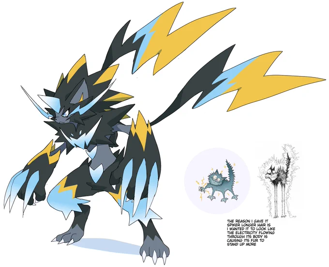 i tried redesigning Mega Zeraora ,tried making it a bit more i guess .. without changing much from the og