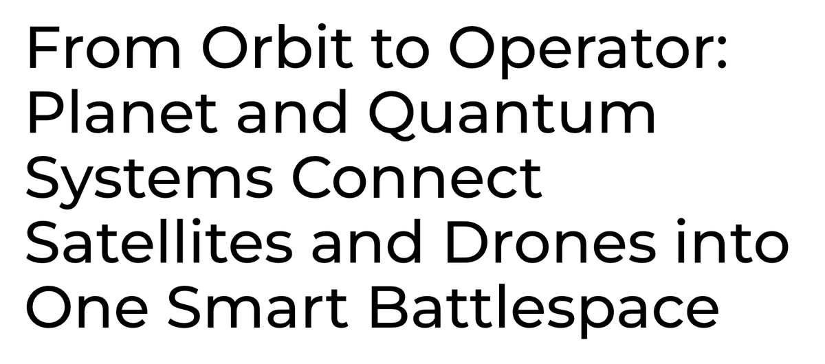 AI_in_LEO's tweet image. Planet is teaming up with Quantum systems to tip and queue drones based on satellite data findings. 

You will see a lot of this soon. A satellite detects something, a local drone is autonomously tasked to go check it out in higher detail.