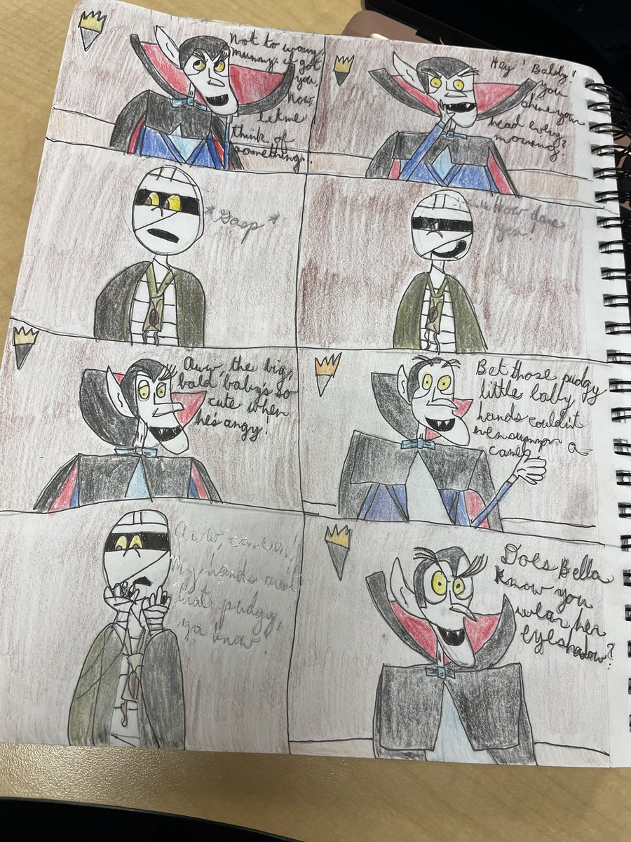 depp1fan's tweet image. #WriteChat

Not exactly the same thing, but Drac tries to get Mummy to rage via insult comedy. It doesn’t work.