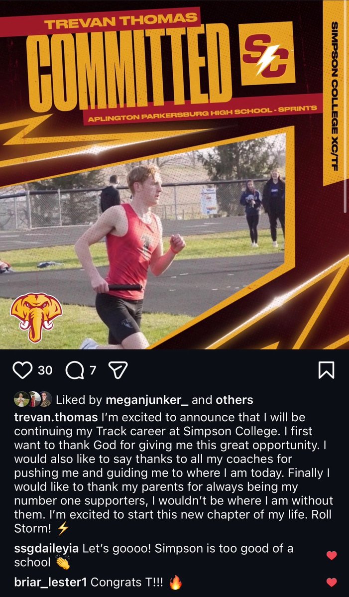 So happy and excited for Trevan!!  Appreciate Simpson coaches throughout this process!