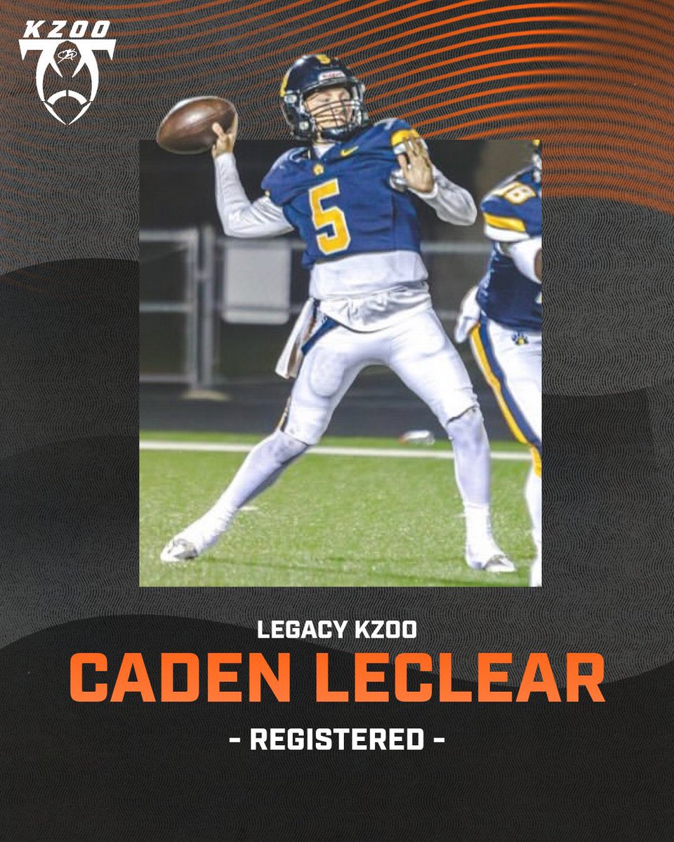 LegacyKZoo's tweet image. REGISTERED!

Excited to welcome St. Joe’s, Caden LeClear for Legacy KZoo tryouts coming soon! Let’s get to work this off-season and keep development the main goal.

#LegacyKZoo | @QbCadenLeClear
