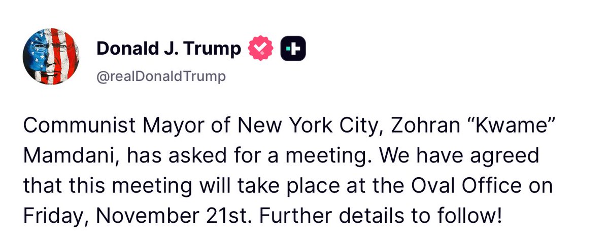 GuntherEagleman's tweet image. Trump vs Mamdani,  Nov 21st!