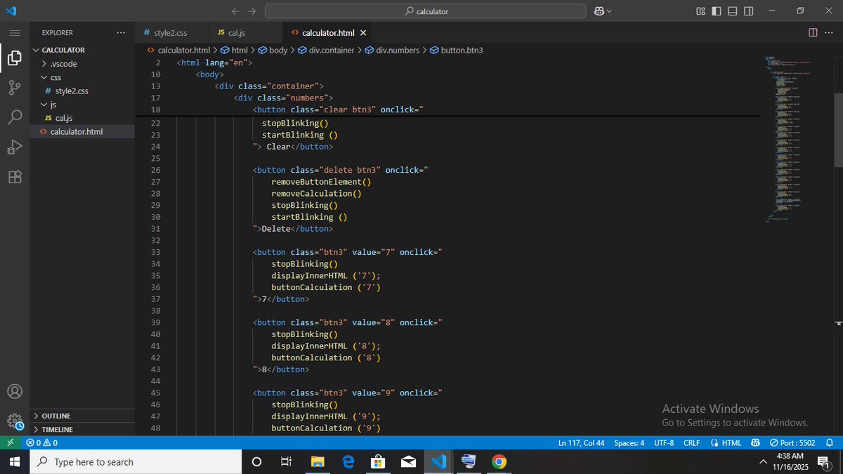 tony_d555's tweet image. Just built a simple calculator using HTML, CSS, and JavaScript.
It performs basic calculations and updates results in real time.
Great project for understanding DOM, events, and JavaScript logic.
 
Check out the link👇
anthonydivine555.github.io/calculator/

#JavaScript #HTML #CSS #webdevelop
