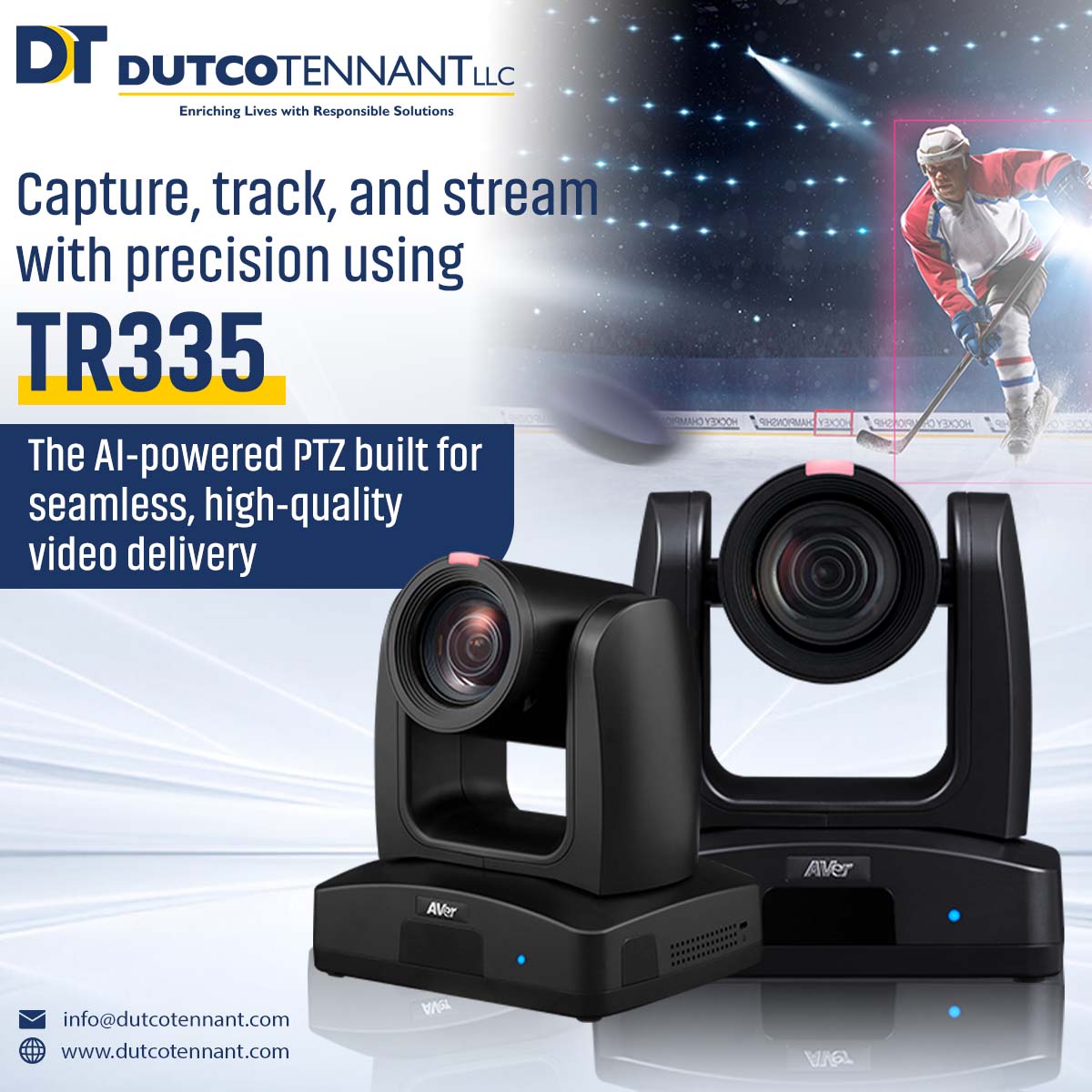Dutcotennant's tweet image. Elevate your broadcasts with the AI-powered TR335—smooth PTZ, smart tracking modes &amp;amp; Zoom/Teams-ready performance. Cinema-grade video made simple.

#AICamera #PTZCamera #AVSolutions #ProAV #MediaTech