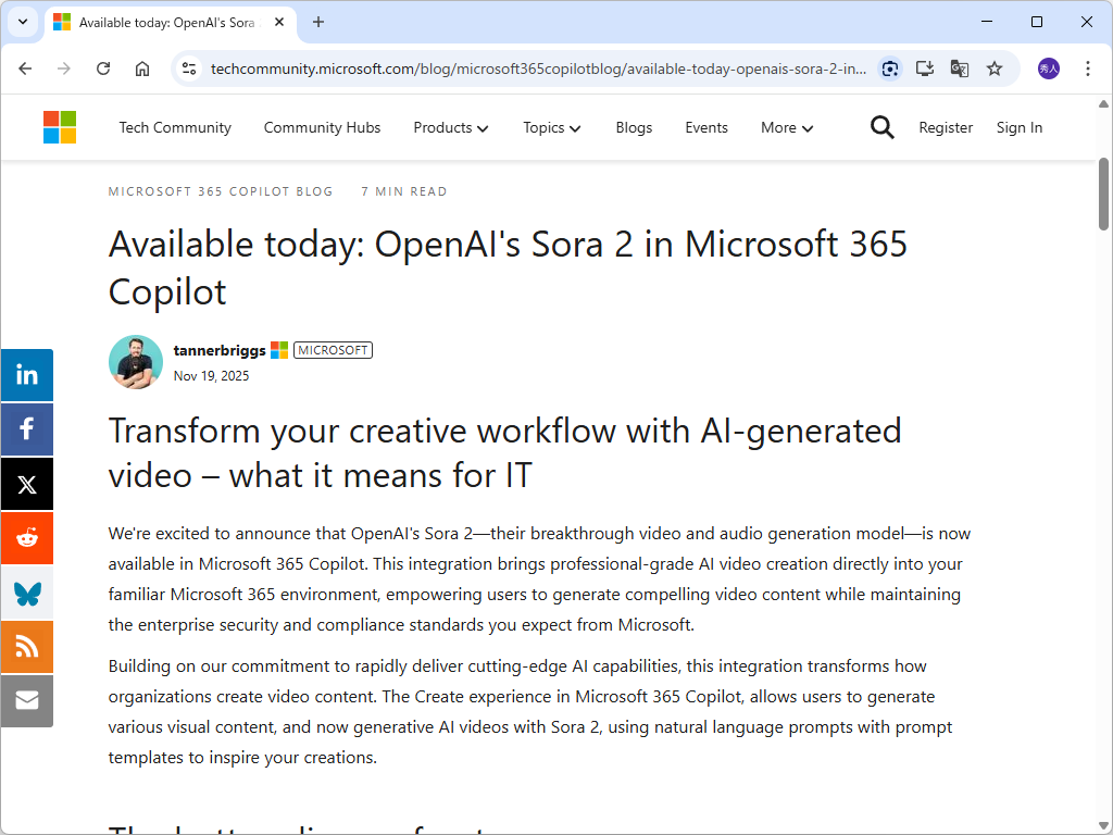 madonomori's tweet photo. 最新鋭の動画生成AI「Sora 2」が「Microsoft 365 Copilot」に統合／動画制作に慣れていなくても言葉で説明するだけで魅力的なビデオクリップを作成できる https://t.co/dEYzJl0OKs https://t.co/wVvlwz9Ho0