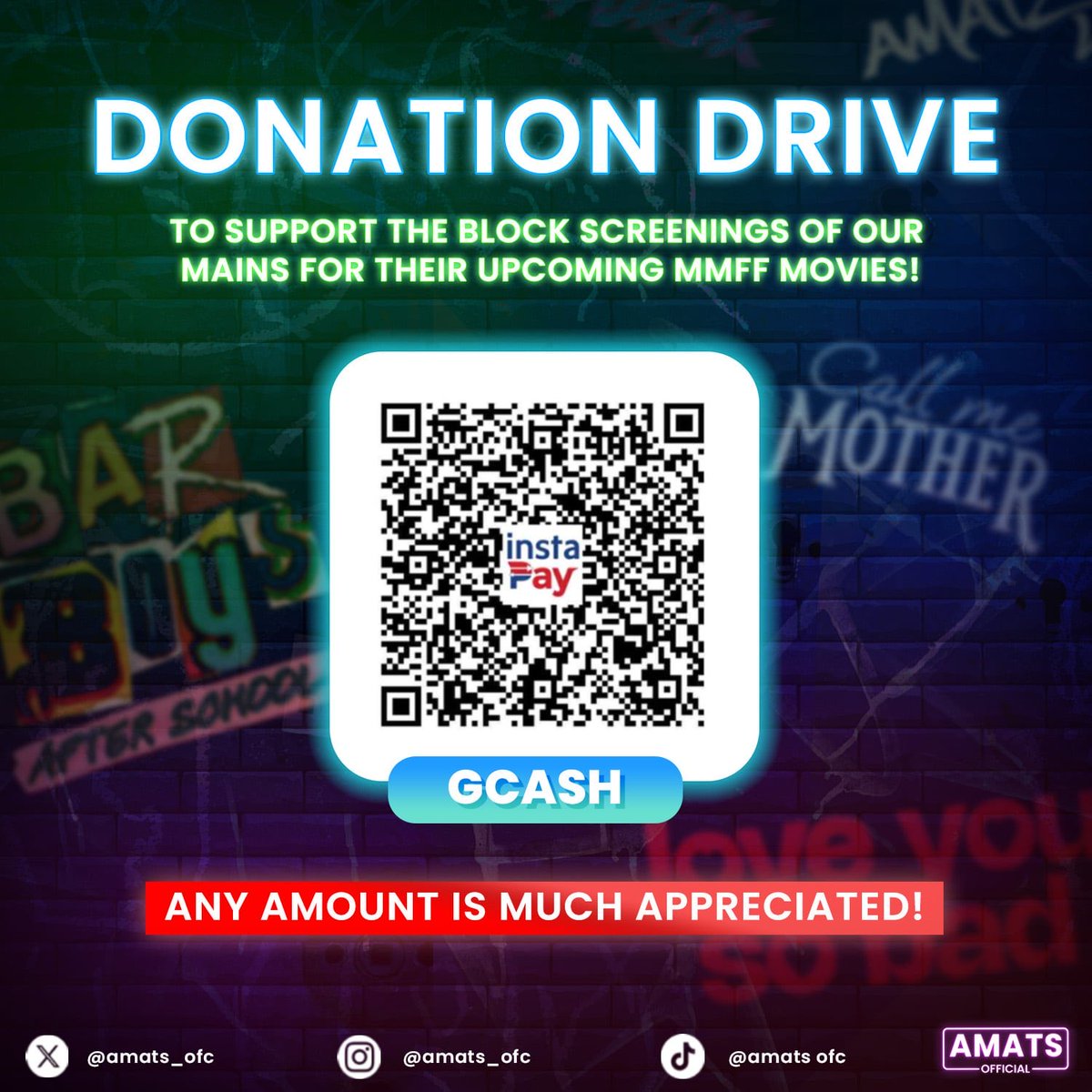 amats_ofc's tweet image. As part of our ongoing 10K Bingo Challenge, we’re launching a Donation Drive to support the upcoming block screenings of our affiliated OFCs! 🩵❤️🩷💚

Our mains are casted across three exciting MMFF movies: Will in Bar Boys After School, Will, Bianca, and Ralph in Love You So…