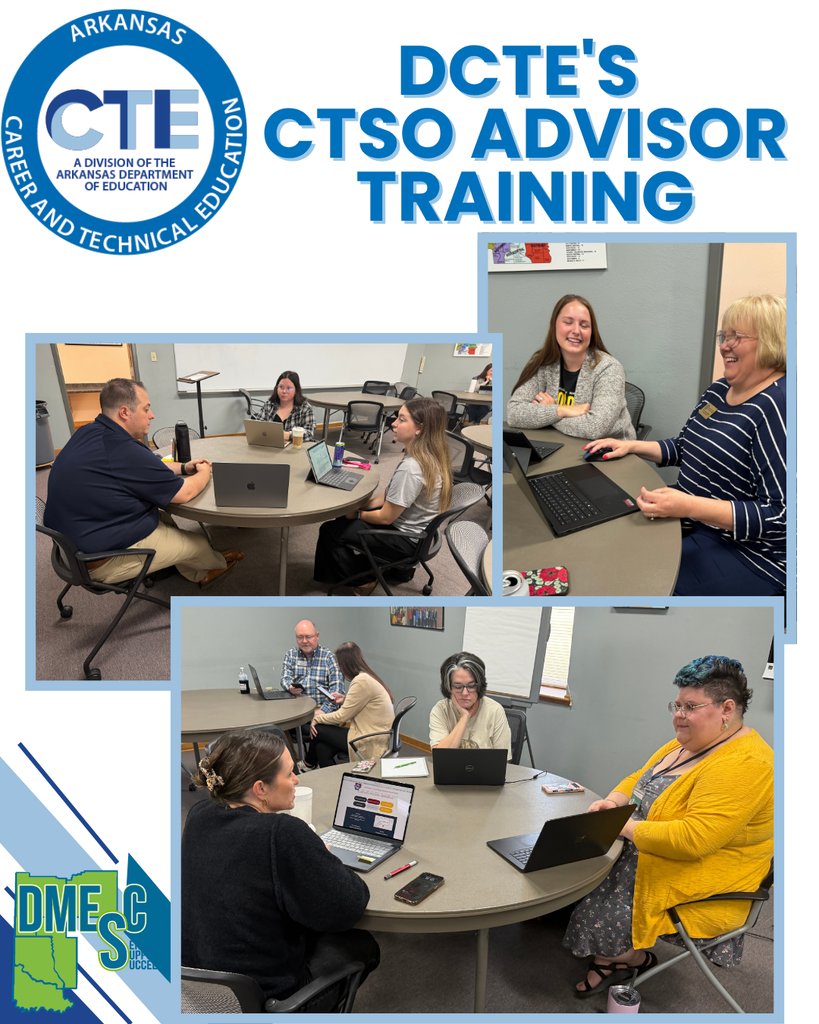 DMESC_'s tweet image. Snapshots from today’s ADE-DCTE training at DMESC! Teachers learned how CTSOs empower students through career pathways and Merit &amp;amp; Distinction. ⭐
#yourBESTsolution
#thinkcoop1st
We Serve and Support our Schools so that ALL Students Succeed.