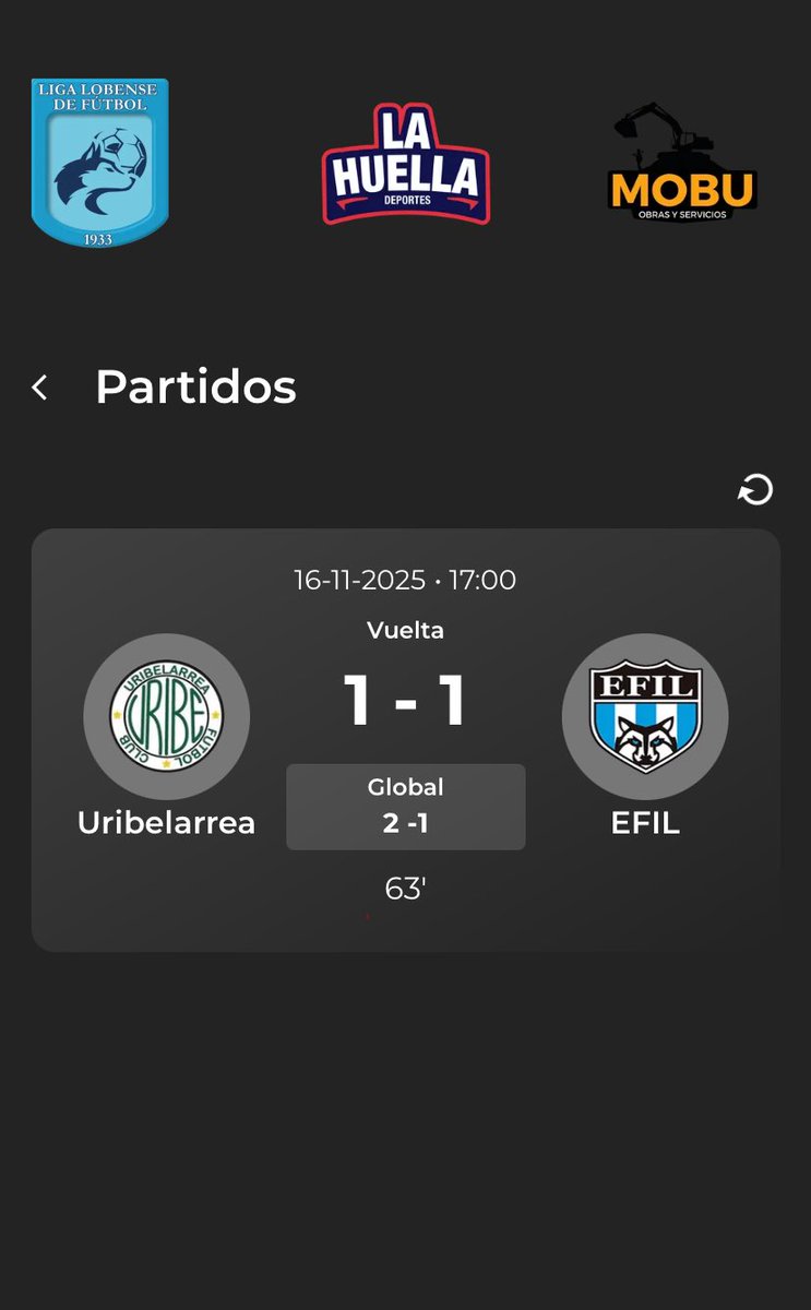lahuelladep's tweet photo. Estado del partido 

Uribelarrea (2)1 - 1(1) EFIL

16’ goooool de efil 

Mariano Aguirre le da vida al conjunto visitante y achica la ventaja 

Seguí el minuto a minuto del partido desde nuestra App!
https://t.co/8ziolkS0HX https://t.co/jq6cDvh2GP