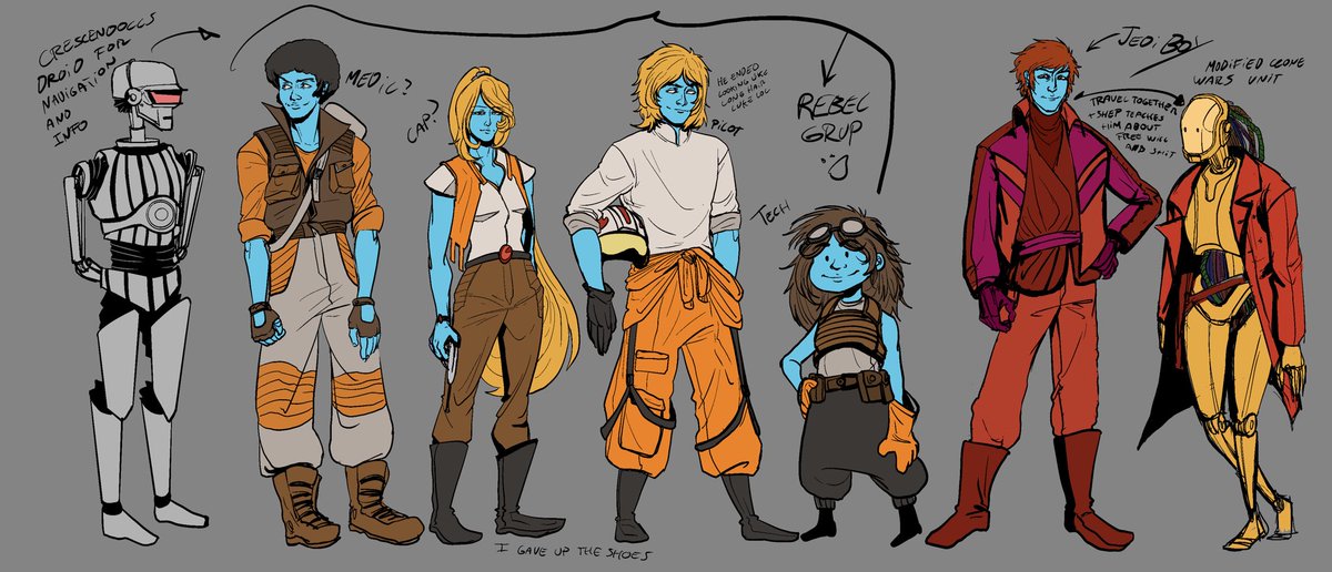 r0d0dendr0's tweet image. Here are the star wars/Interstella 5555 AU designs :D