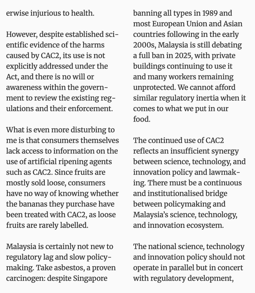 MahamoodMubarak's tweet photo. I wrote this op-ed to call for a ban on Calcium Carbide (CaC2) as artificial fruit ripening agent in Malaysia. We can't continue consuming food that is tainted with harmful chemicals and impurities that risk our health. 
@KKMPutrajaya @DrDzul 
#MansuhKabat #BanCarbide #BanCaC2 https://t.co/2y7wWxOwNd