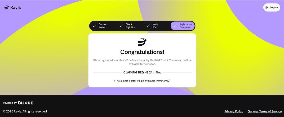 Quick Guide: Get Verified &amp; Claim Rayls Community Rewards

Goal: Prove you’re human → unlock Rayls rewards + keep the network human-only.

1. Start at Rayls Registration 

1.1  Go to registration.rayls.com
1.2 Connect your wallet
1.3 Check eligibility instantly → eligible