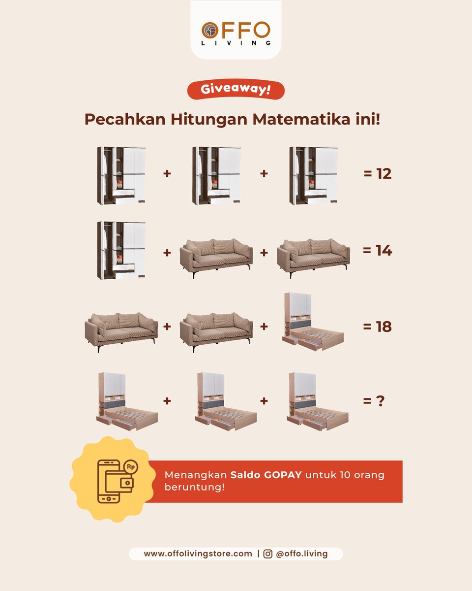 offoliving's tweet photo. π§© GIVEAWAY ALERT!
Yuk pecahkan hitungan matematika ini!
Siapa yang bisa jawab dengan benar? πβ¨
π¬ Tulis jawaban kamu di kolom komentar!
π Menangkan saldo GoPay untuk 10 orang yang beruntung!
Ayo adu cepat dan adu cermat! π
#OFFOLiving #GiveawayOFFO #TebakTebakanMatematika https://t.co/oWrgrRX8nw