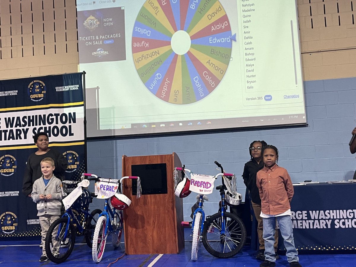 We gave away bikes for perfect attendance in Quarter 1. We had 4 raffle winners  #BCPSS #CitySchools #GDubb #SmallSchoolBigHeart