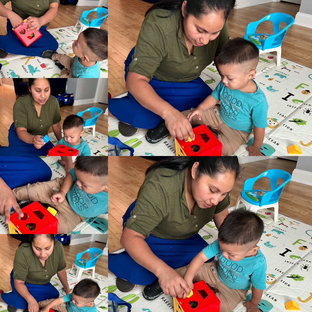 RCPS_EarlyLearn's tweet image. Mom and students E working on shape sorting during a PAT visit with Mrs. Gutierrez 
#pat #dph #familyfun
#parentsasteachers