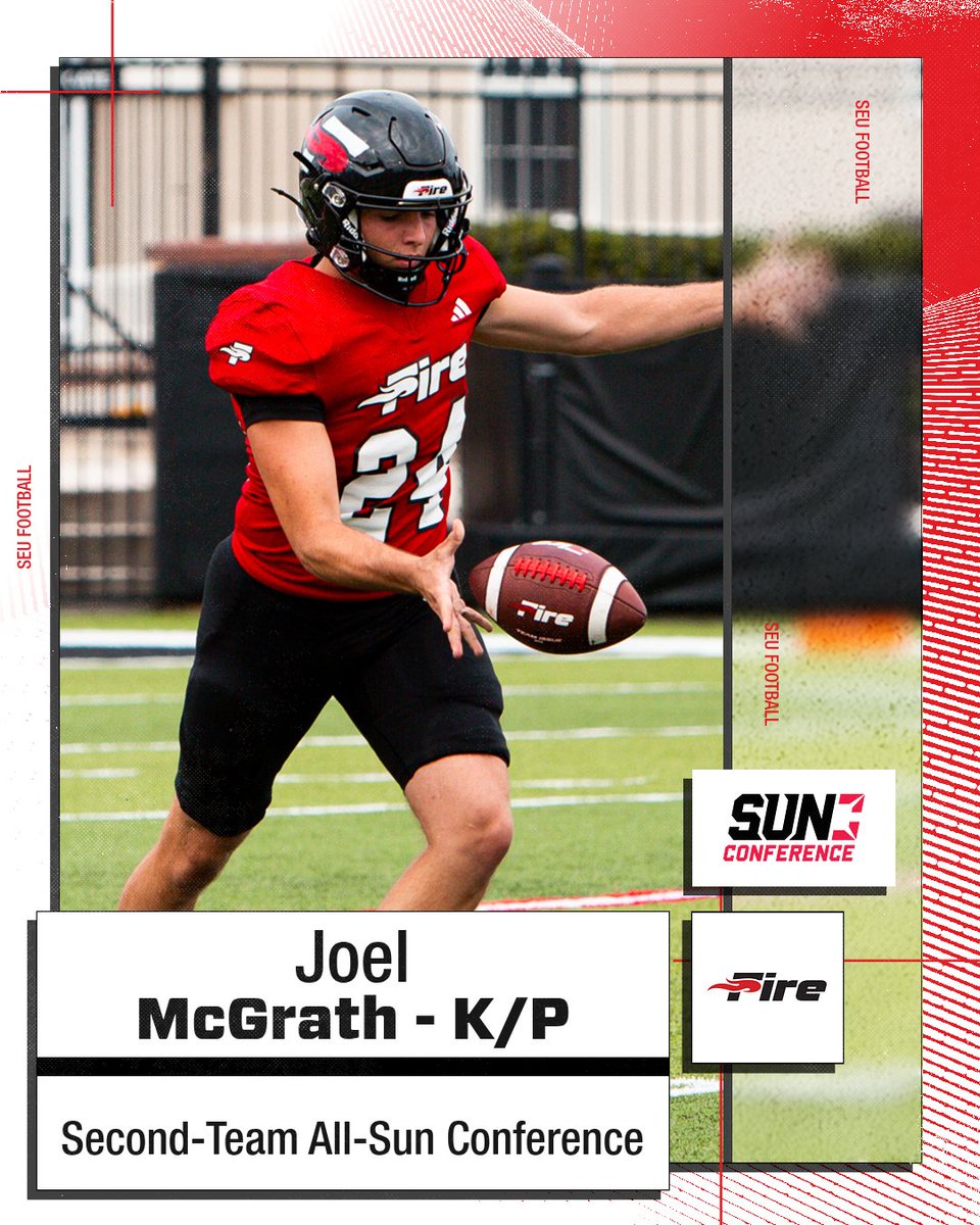 Congratulations to Joel McGrath for being named a Second-Team All-<a href="/SunConference/">The Sun Conference</a> kicker!

#FuelTheFire🔥 #TheRightWaytoPlay #TheSunStandard <a href="/NAIAFBALL/">NAIAFBALL</a>