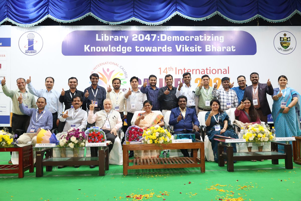 INFLIBNET's tweet image. CALIBER 2025 concluded with a grand valedictory session. Dr. Jagdish Arora, Advisor NBA &amp;amp; former @INFLIBNET Director, was Chief Guest. Prof. @DevikaInflibnet &amp;amp; other dignitaries graced the occasion, marking the successful closure of an inspiring event. #CALIBER2025 #INFLIBNET