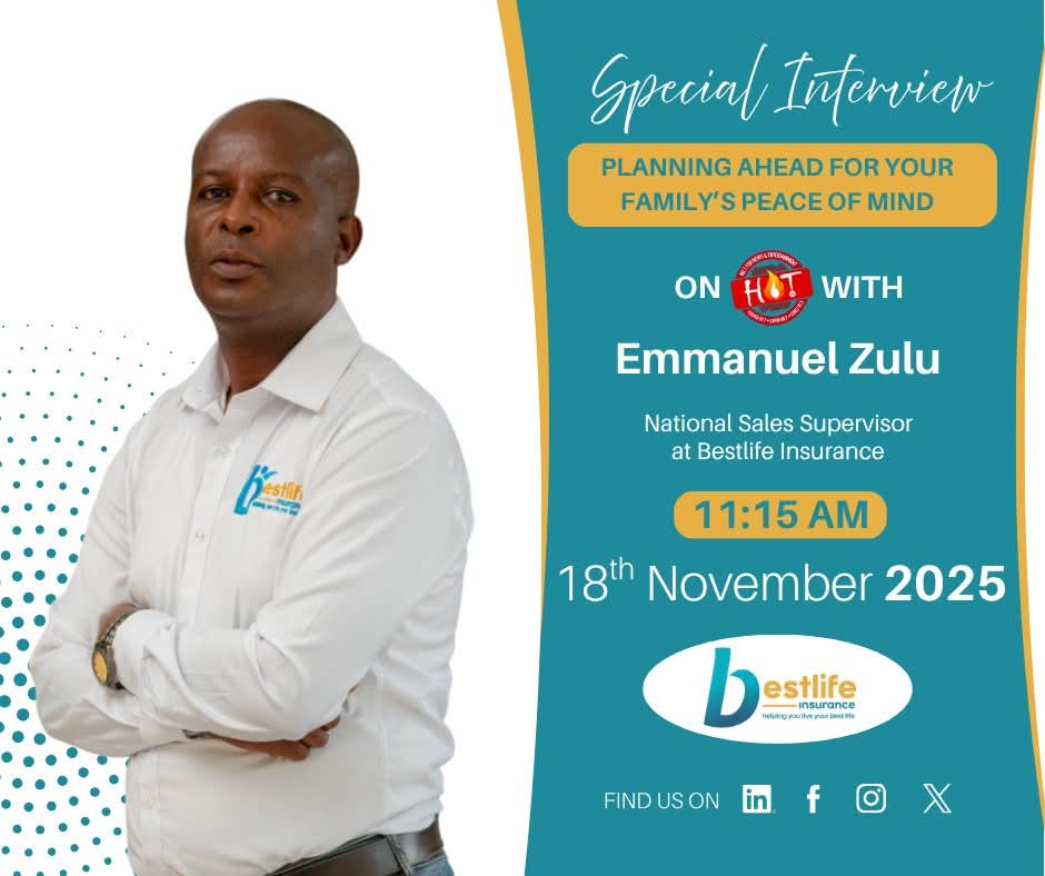 rainbownews2012's tweet image. Tune in tomorrow! Join Emmanuel Zulu, National Sales Supervisor at Bestlife Insurance, on HOT FM Zambia as he shares how the Bestlife Compassionate Cover can help you plan ahead and secure your family’s peace of mind.

#BestlifeInsurance #CompassionateCover #PeaceOfMind #HotFM
