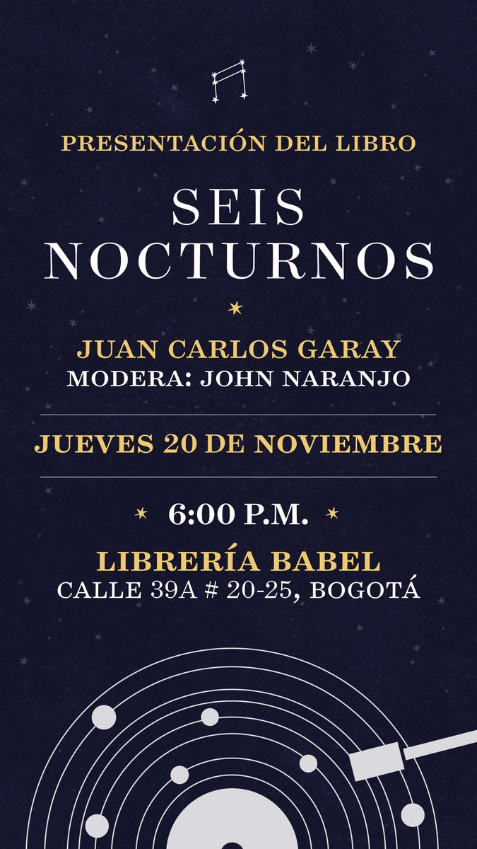 La gira de presentaciones de "Seis Nocturnos" va llegando a su final. Este Jueves estaré en la Librería Babel. Los espero.