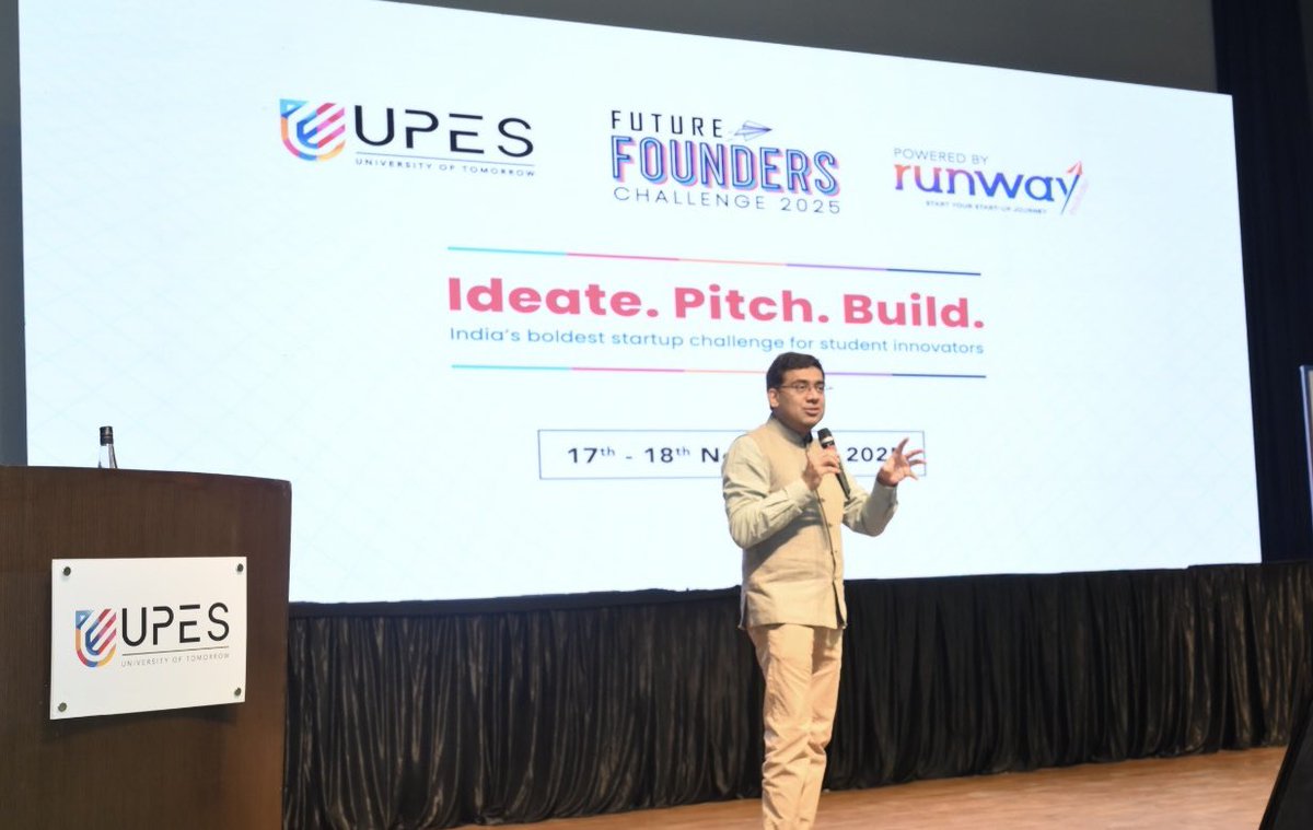 skjsaurabh's tweet image. I was the Chief Guest in Future Founders Challenge 2025 at UPES University, Dehradun. 

India’s future is in safe hands. Saw budding student startups from across India 🇮🇳 

UPES has a great campus and startup incubator