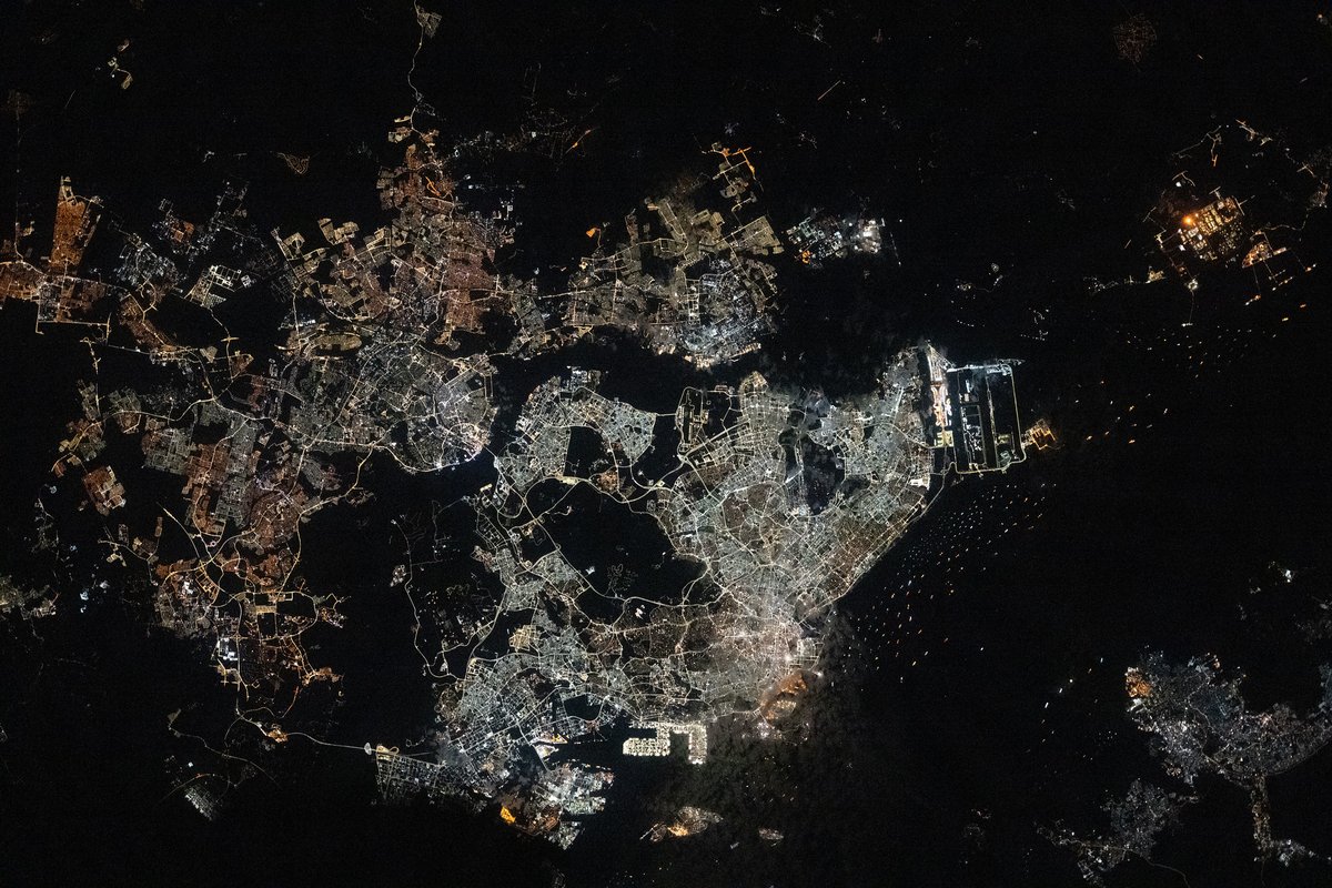 Space_Station's tweet image. Cities like Delhi, Singapore, Tokyo, and São Paulo are among the most luminous urban centers seen from the International Space Station at night.