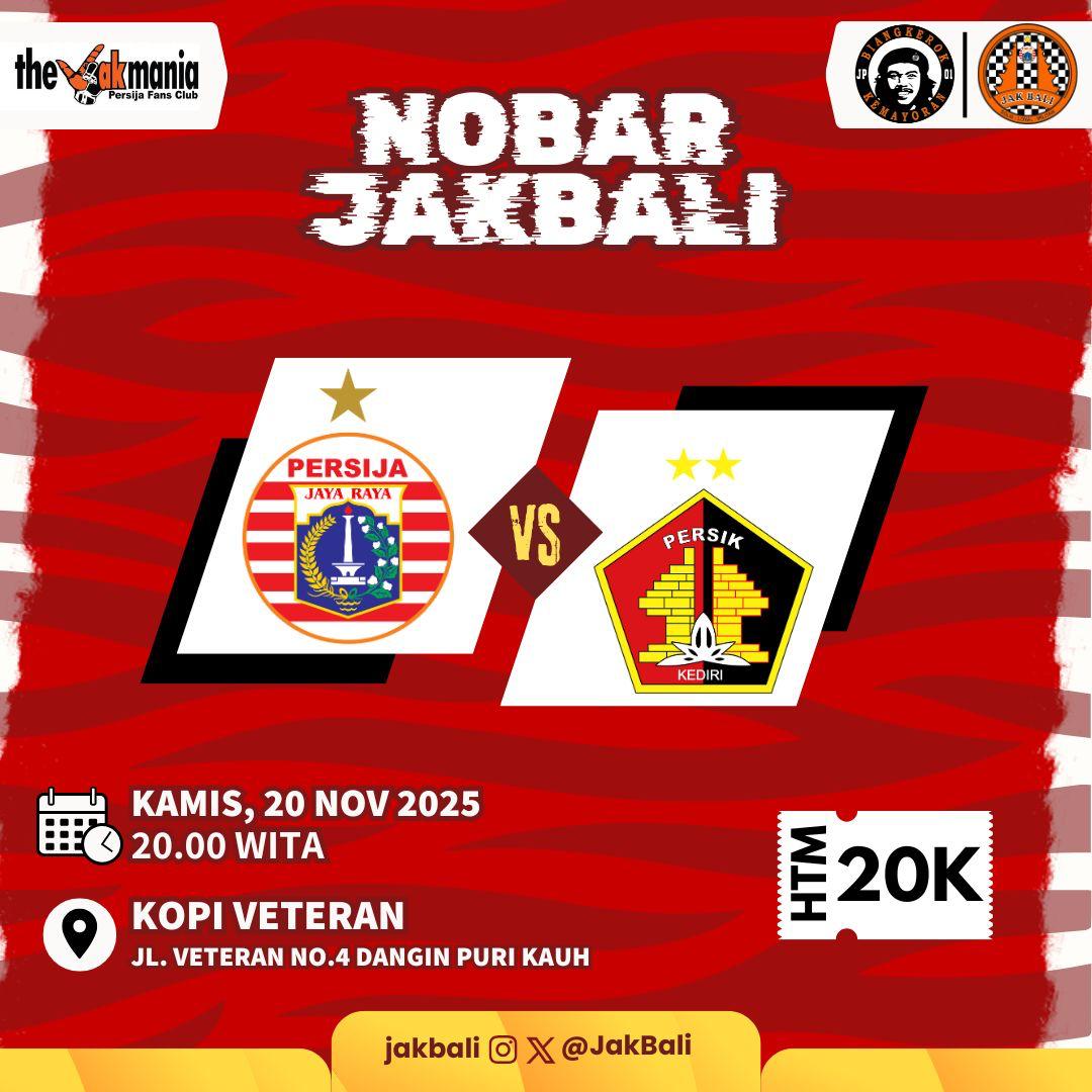 Yang lagi jalan pulang kantor ma pir dulu yuk di Kopi Veteran kita Nobar sambil nongkrong malem ini bareng JakBali jam 8 #PersijaDay