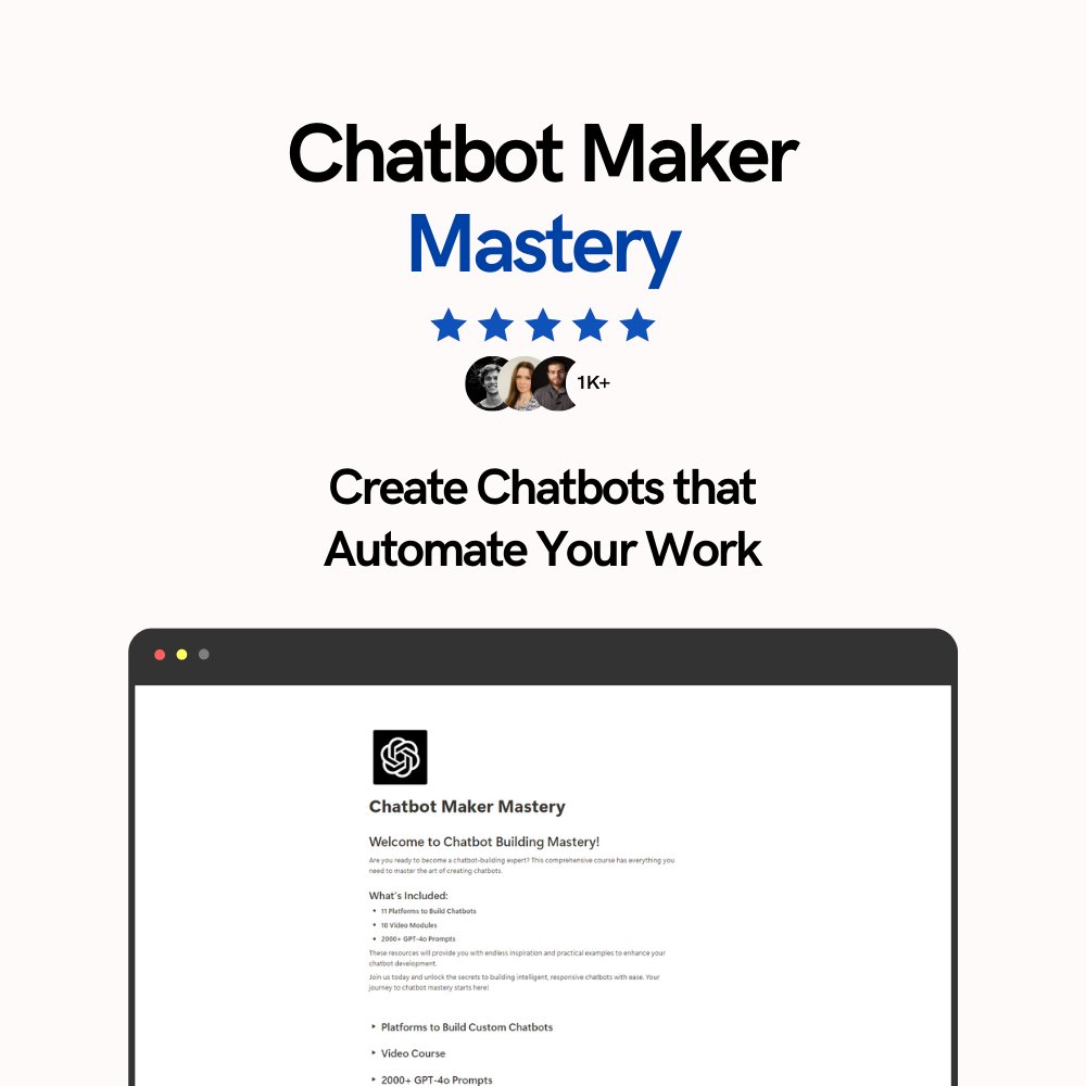 I'm deleting this soon because it's legit a formula to PRINT CASH.

CUSTOM CHATBOTS.

You can make THOUSANDS selling them, and the best part is literally anyone can learn it.

Comment 'Start' and I will DM you the full course right now!