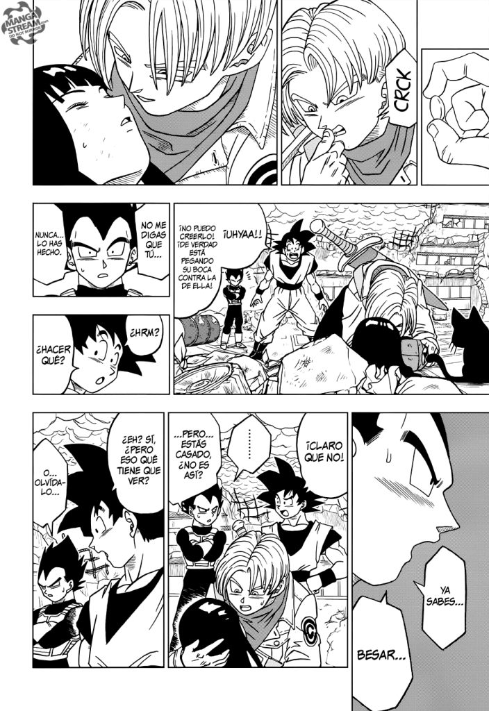 Mucha gente comento lo raro que hice a Goku al no saber que es un beso pero. Banda vean el manga de dragón ball super literal se afirma que Goku nunca a besado nisiquera sabe que es el beso