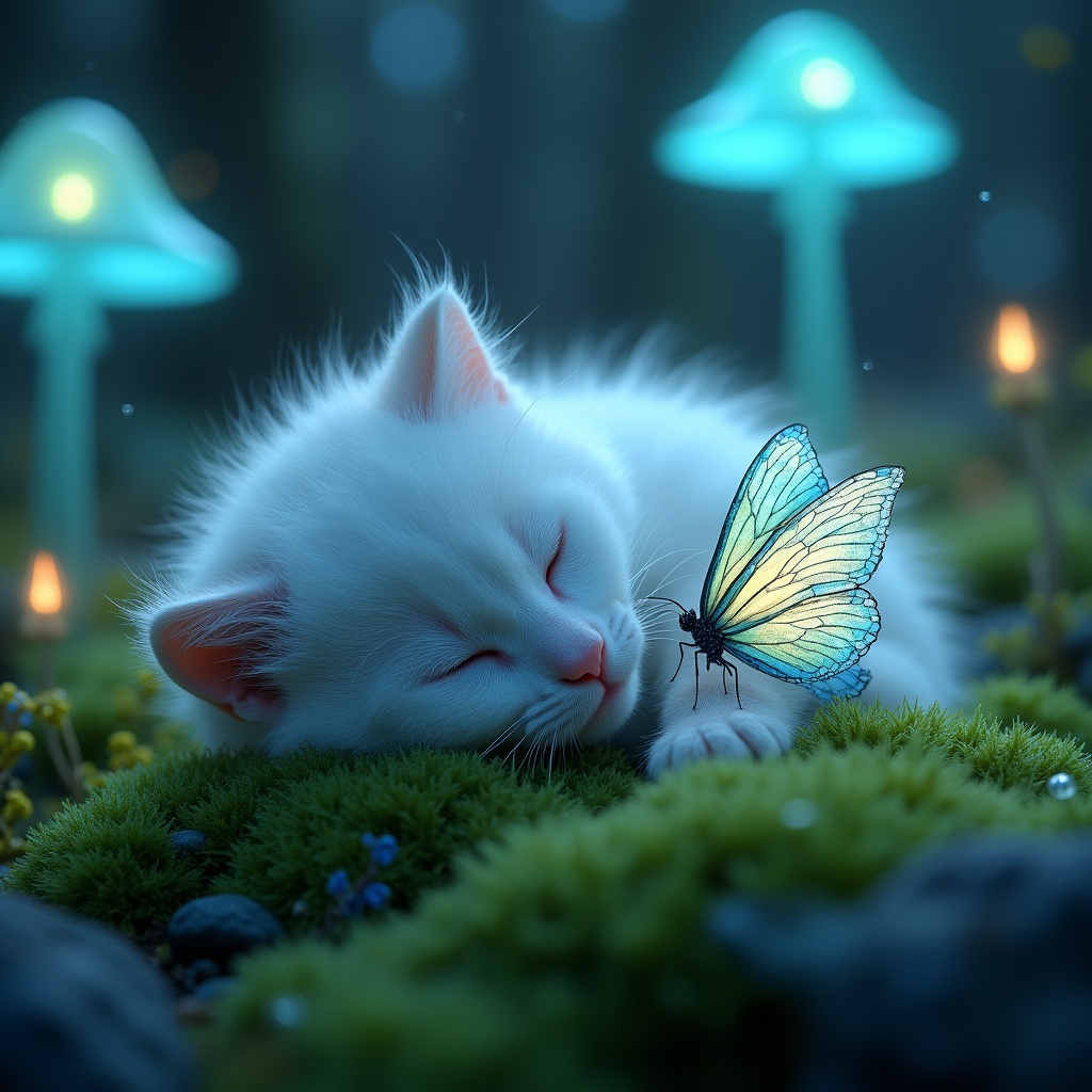 Imagen24_'s tweet image. Fluffy kitten, butterfly on nose, magic forest.-Comment For full Prompt
#AIImage #ImagePrompt #FantasyArt #AI