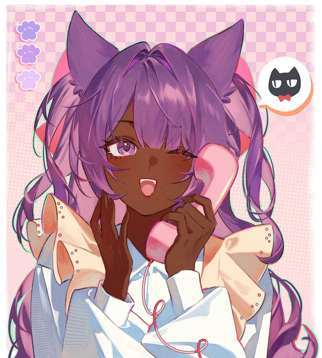 Hey!! Pick up the phone~ ٩(ˊᗜˋ*)و ♡

🖌️ <a href="/NebulaHorion/">Hori ✦ Vgen cmsn open</a> 

#vtubers | #vtuberart | #VtuberSupport | #KazukoArt