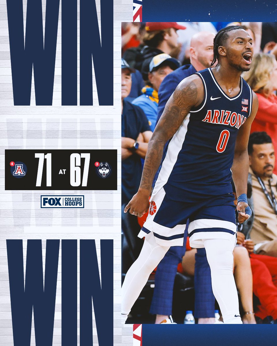 CBBonFOX's tweet image. BEAR DOWN

@ArizonaMBB gets the road win over No. 3 ranked UConn in Storrs!