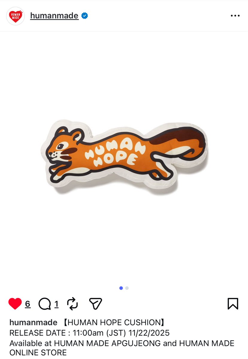 HUMAN MADE Hope CUSHION 新品 HUMANHOPE HM posted the exact time