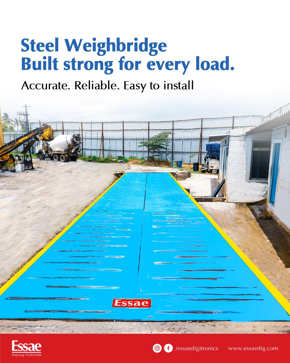 EssaeDigiIndia's tweet image. ⚖️ Built Strong for Every Load

Essae Steel Weighbridges offer durability and precision. Available in pit and pitless models for easy installation.

🔗 Learn more: bit.ly/48mcyZ4

#EssaeDigitronics #SteelWeighbridge #WeighbridgeIndia #SmartWeighing