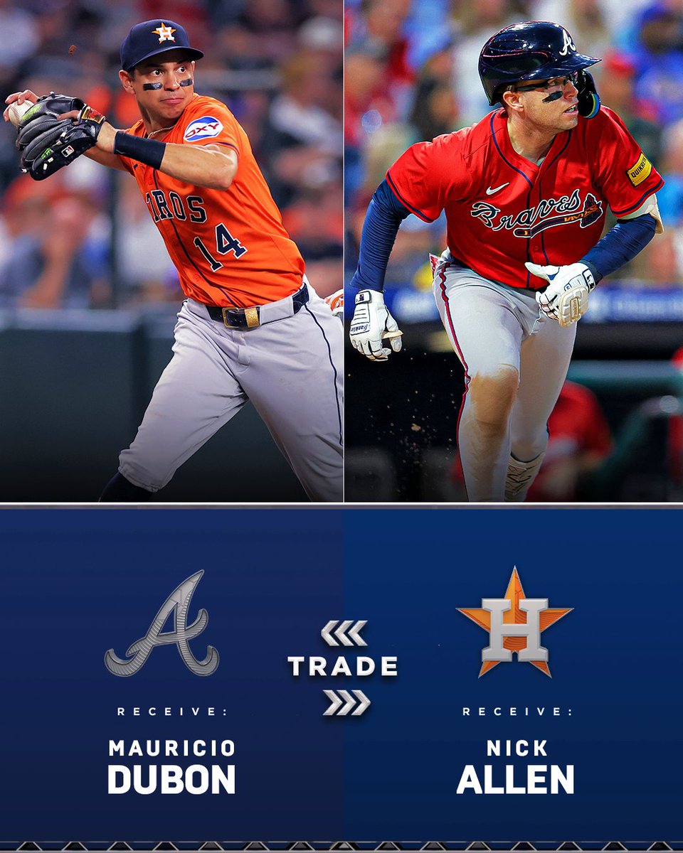 The Braves have traded INF Nick Allen to the Astros for INF Mauricio Dubón 