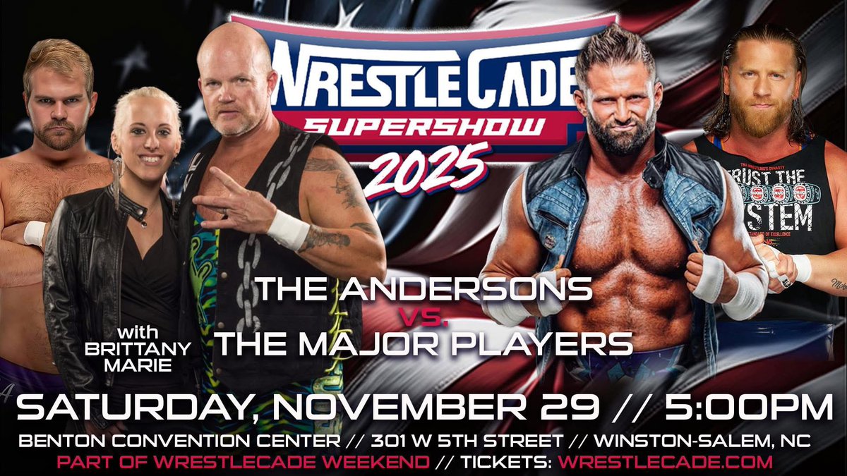 🚨See The Andersons vs The Major Players at the WrestleCade SuperShow, part of #WrestleCade Weekend. 

➡️ WHEN: 11/29/25 @ 5pm
➡️ WHERE: Benton Convention Center
Winston-Salem, NC
➡️ Buy 🎟️ at WrestleCade.com
 📡 <a href="/TitleMatchWN/">Title Match Network</a>