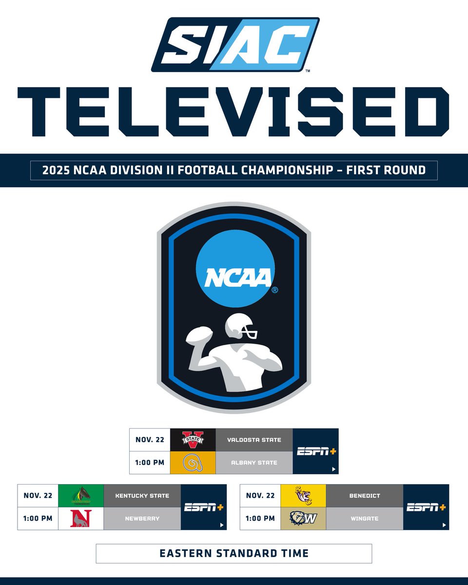 𝐖𝐡𝐞𝐫𝐞 𝐭𝐨 𝐖𝐚𝐭𝐜𝐡: 🏈
𝐏𝐥𝐚𝐲𝐨𝐟𝐟𝐬 𝐢𝐧 𝐟𝐮𝐥𝐥 𝐞𝐟𝐟𝐞𝐜𝐭!

📺: 𝐄𝐒𝐏𝐍+

#SIAC | #SIACFB | #LeadersRiseHere
