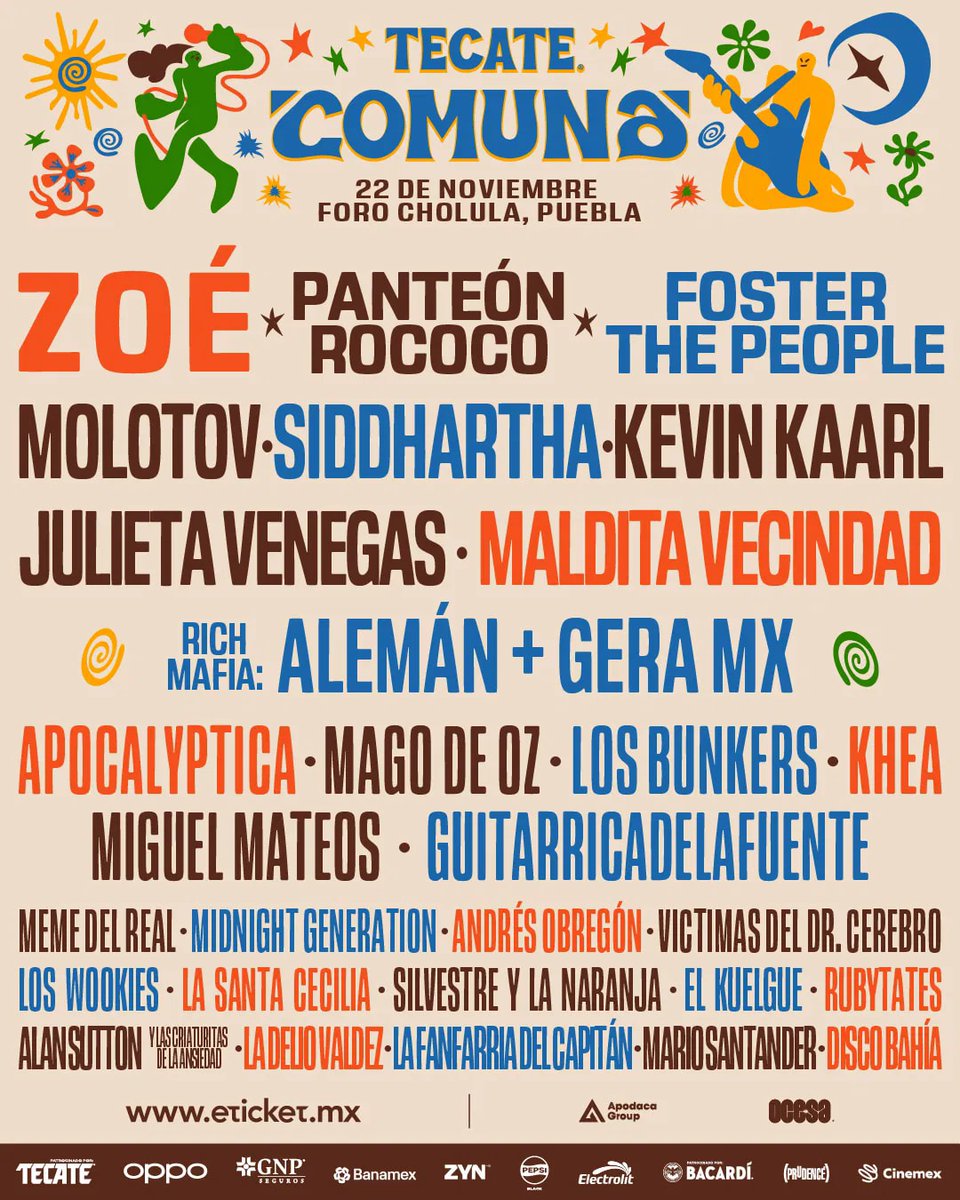 Reactor105's tweet image. Meme del Real, Panteón Rococo, Apocalyptica, Rubytates y muchos actos más en un mismo ritual 😎🔥 #TecateComuna 

Los boletos están agotados en su totalidad, así que se va a poner ¡buenísimo!