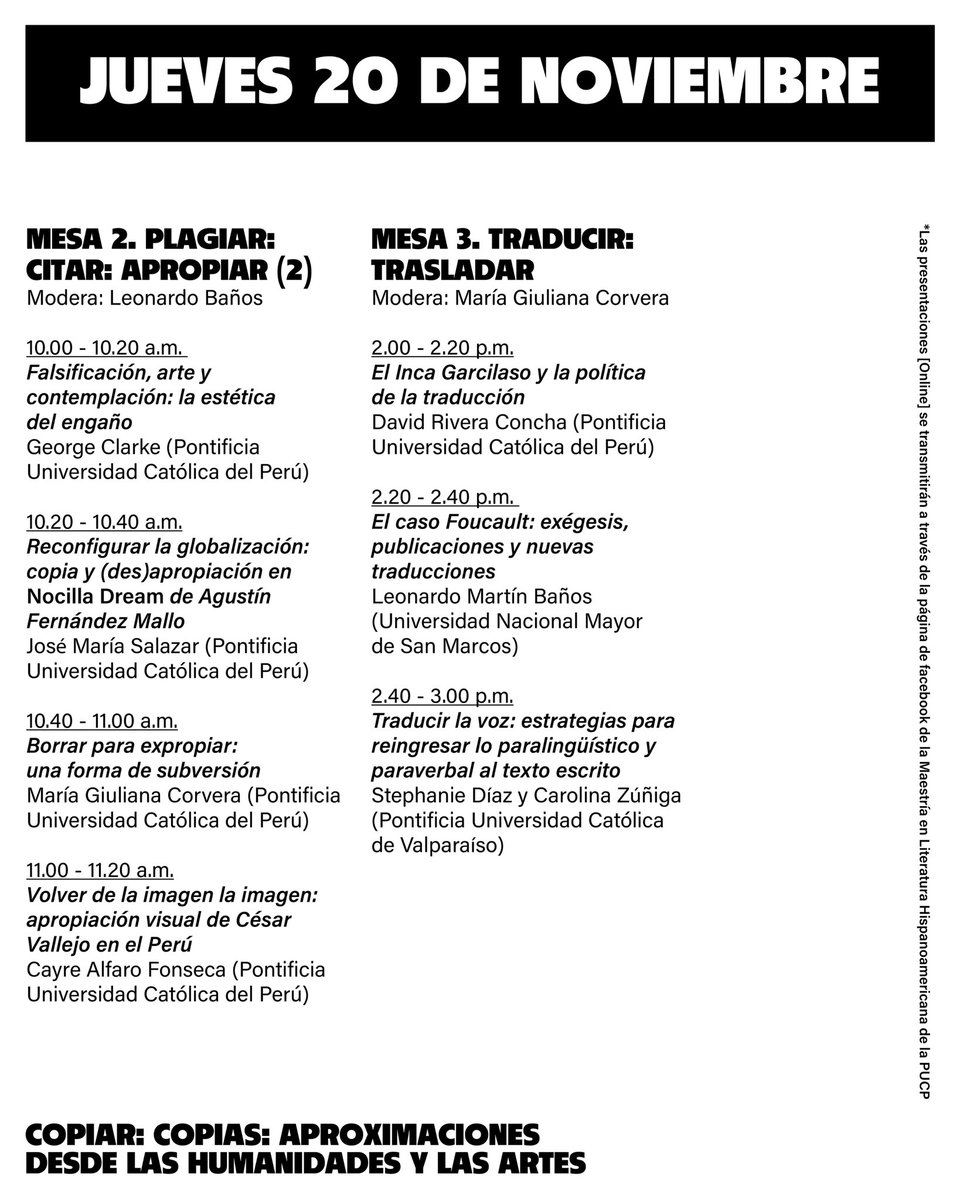 cayrealfarof's tweet image. Este jueves 20 de noviembre, a las 11:00 a. m., en el Auditorio de la Biblioteca Central PUCP, participo en Copiar: copias: aproximaciones desde las humanidades y las artes con la ponencia Volver de la imagen la imagen: apropiación visual de César Vallejo en el Perú.